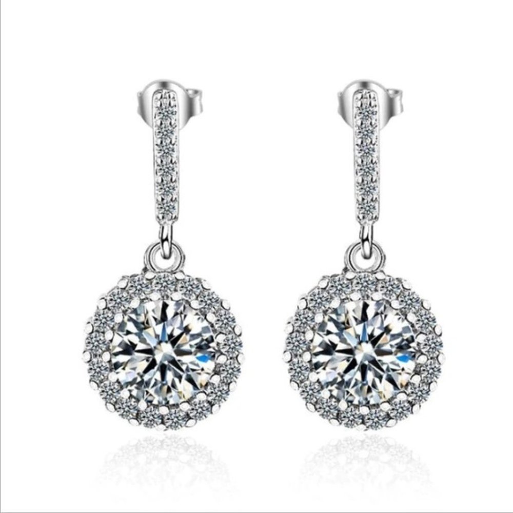 925 Sterling Silver lab Diamond Earrings